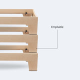 Profil pied carré traverses empilables structure bois clair grain visible pointes fixation reformer