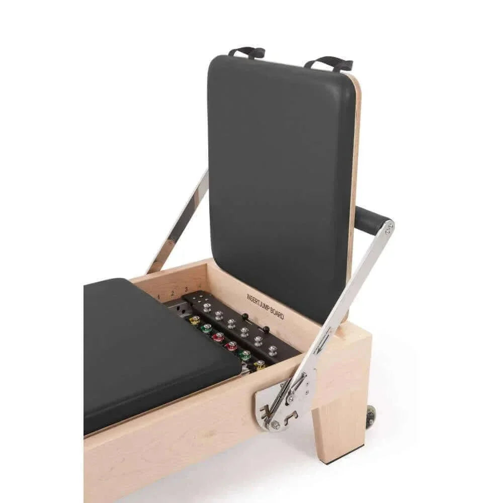 Mécanisme arrière Reformer Pilates Elite avec accessoire Jump Board et boutons de réglage